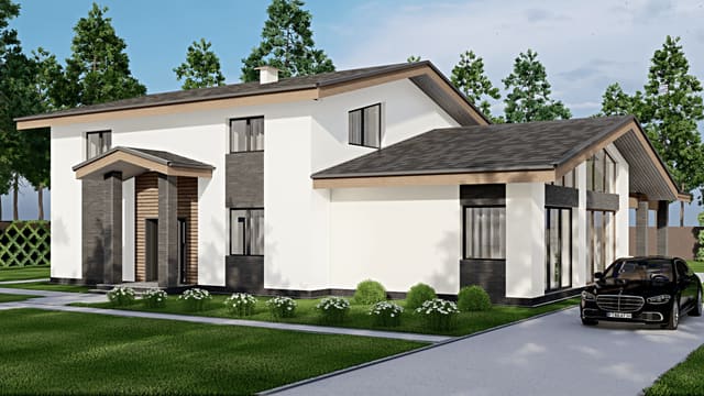 Одноэтажный дом с мансардой  F-6488