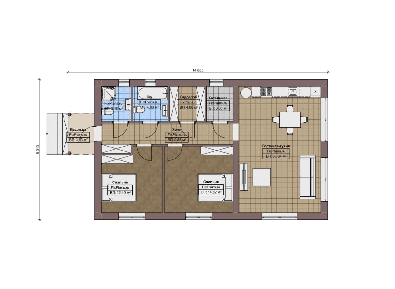 Планировка Одноэтажный дом F-13427