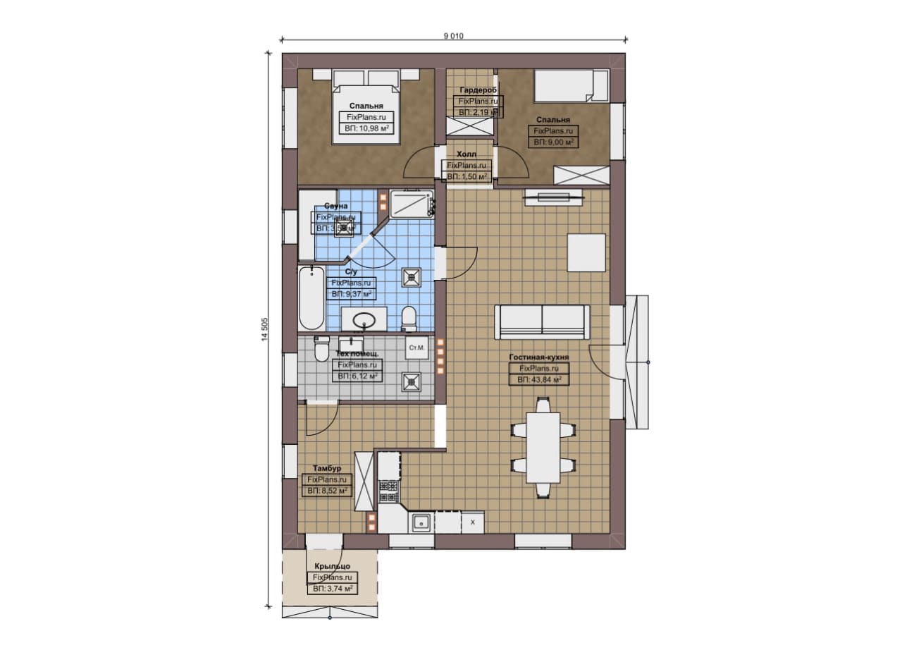 Планировка Одноэтажный дом F-9818
