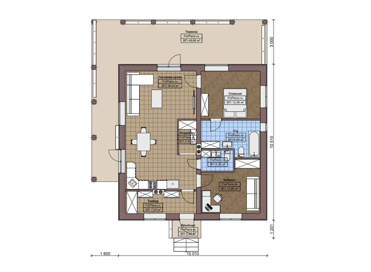 Планировка Одноэтажный дом F-5174